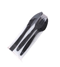 CUBIERTOS DESECHABLES SURAPLAS NEGRO X 3