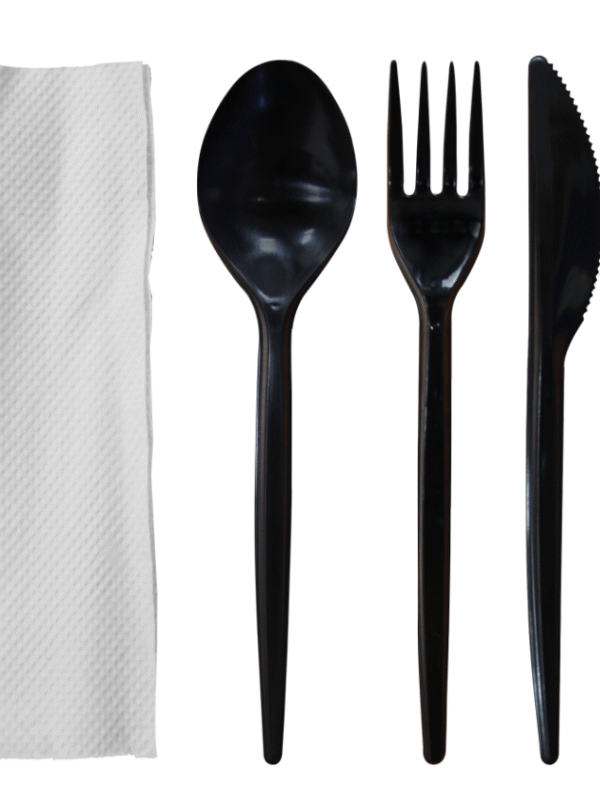 CUBIERTOS DESECHABLES SURAPLAS NEGRO X 3