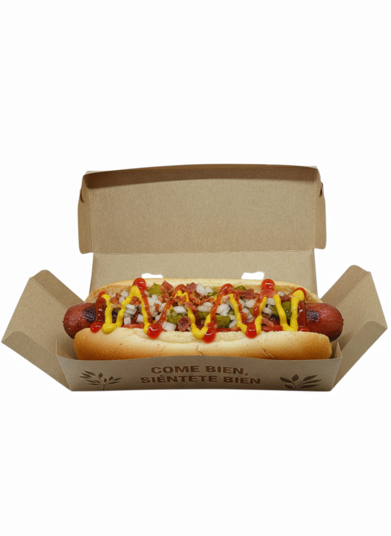 (LI1011) CAJA PLEGADIZA PERRO CALIENTE CON IMPRESIÓN PERSONALIZADA - Imagen 2